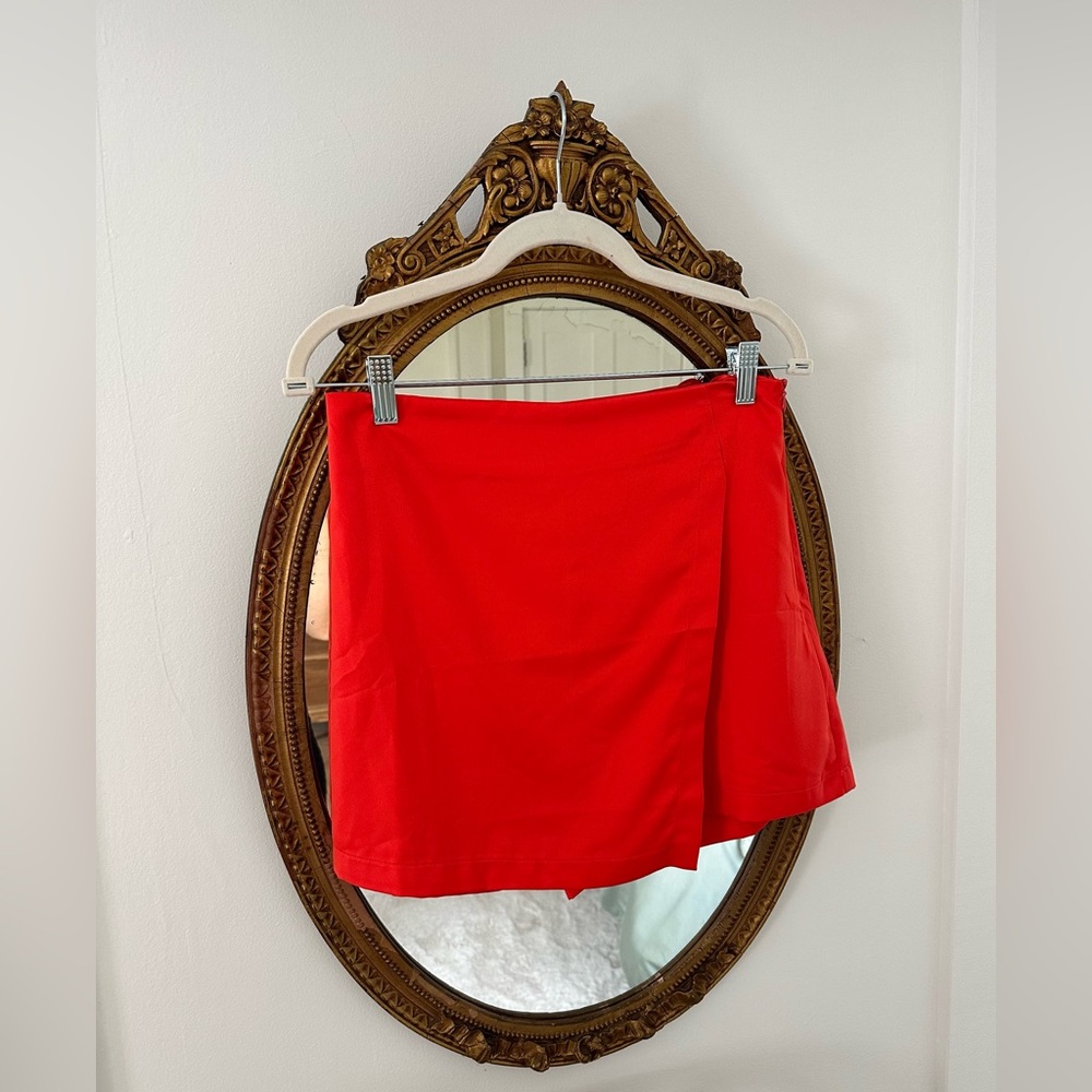 Cute Red Satin Skort NWOT